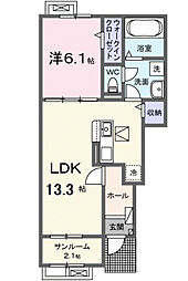 グローティール B 1LDKの間取図画像