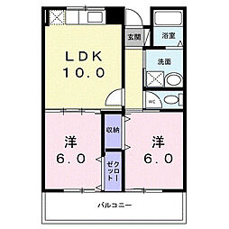 プレミール・コート 2LDKの間取図画像