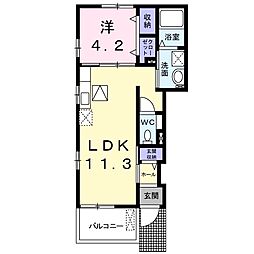 ファニー・ベル 1階1LDKの間取り