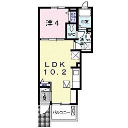 アニューコリーヌS 1LDKの間取図画像