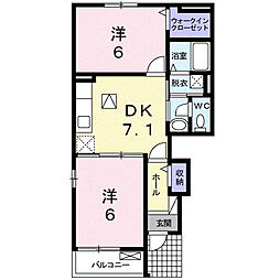 グラースB 2DKの間取図画像