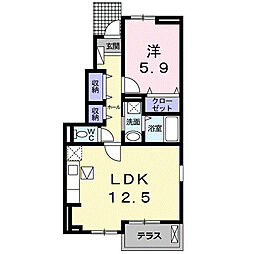 ＧＲＥＥＮ・II−Ｂ 1階1LDKの間取り