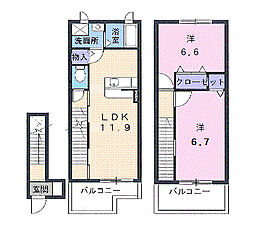 ユニメゾン・翔隆弐番館 2階2LDKの間取り