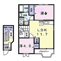 ピース・コアＣ 2階2LDKの間取り