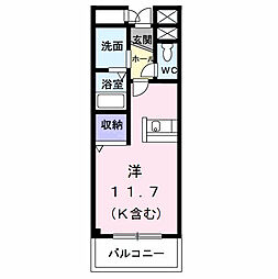 ブルースカイヒルズ2 ワンルームの間取図画像