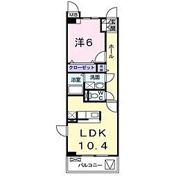 フィールドアカラーステージ 1LDKの間取図画像