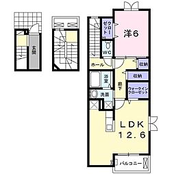 オレンジヒルズ論田Ａ 3階1LDKの間取り