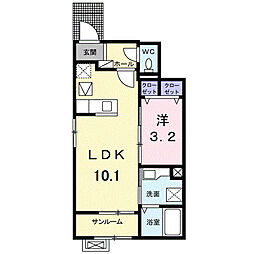 パークサイド　メゾン 1階1LDKの間取り