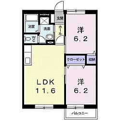 グリーンパーク岩木 2LDKの間取図画像