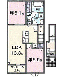 エアリー・グレイス　III 2階2LDKの間取り