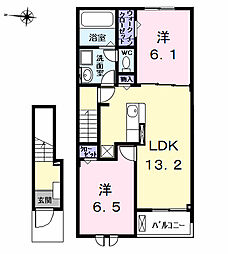 ベラ・ヴィータ 2階2LDKの間取り