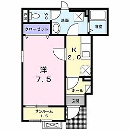 ルナ3 1Kの間取図画像