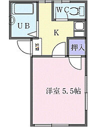 ベルメゾン 1階1Kの間取り