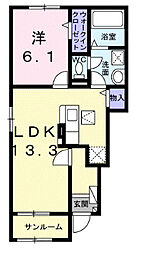 クリスタルドミールV 1LDKの間取図画像