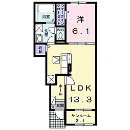 アンシャンテ　V 1階1LDKの間取り