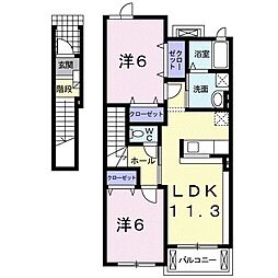 グレイスＡ 2階2LDKの間取り