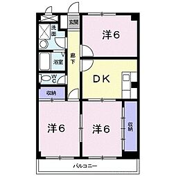 ウインドスクエア 3階3DKの間取り
