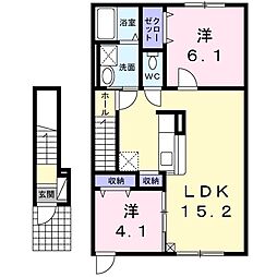 ビクトリー深川A 2LDKの間取図画像