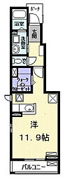 グランシャロー4 ワンルームの間取図画像