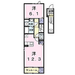 フォルネ 2階1LDKの間取り