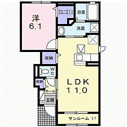 エテルノ 1階1LDKの間取り