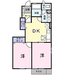 サンスプリング 2DKの間取図画像