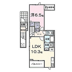 レルージュ 2階1LDKの間取り