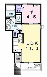 グラン　クリュＢ 1階1LDKの間取り