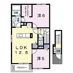 プラシードA 2LDKの間取図画像