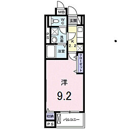 パフュームIII 3階1Kの間取り