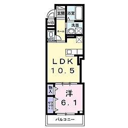 Ｓｕｎｌｉｔ大和郡山 2階1LDKの間取り