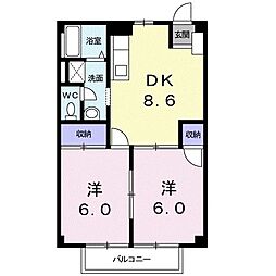 マルトコテージ 2階2DKの間取り