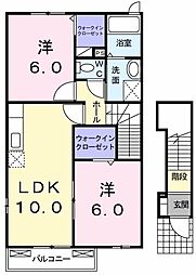 グランデ　パードレスＡ 2階2LDKの間取り