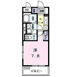 ハーモニーハイツ高畑 1Kの間取図画像