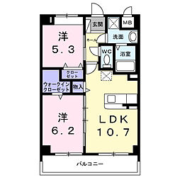 ゴット　バレー 3階2LDKの間取り
