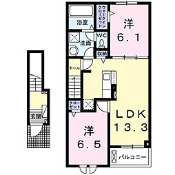 フィールドヒル 塩尻II 2LDKの間取図画像