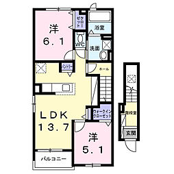 アドヴァンス立石 201 2階2LDKの間取り