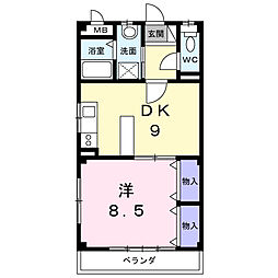 パークハイツ 1DKの間取図画像