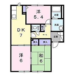 パークハイムA 3DKの間取図画像