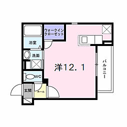 ヒカルサ神戸王塚台I 3階ワンルームの間取り