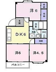 セレナI 2階3DKの間取り