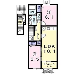 ラパンIII 2階2LDKの間取り