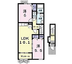 アスページ 2階2LDKの間取り
