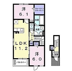 アリビラ弐番館 2LDKの間取図画像