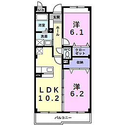 イーメゾンズ豊倉 4階2LDKの間取り