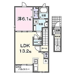 グランシャリオ富岡　弐番館 2階1LDKの間取り