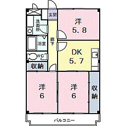 大ビル 3階3DKの間取り
