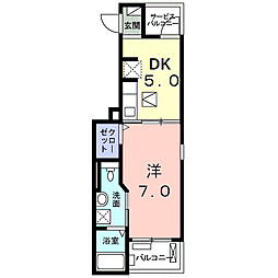 シャルール・エイト 1階1DKの間取り