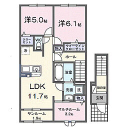 リバティ　I 2階3LDKの間取り