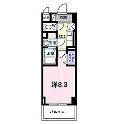 パラドール 1Kの間取図画像